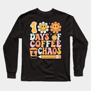 100 Days Of School Coffee Lover 100Th Day Of School Teacher Long Sleeve T-Shirt